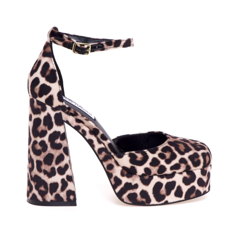 Donna Steve Madden Decollete' | Decollete Steve Madden Aperto Ai Lati Con Plateau E Cinturino Leopardato