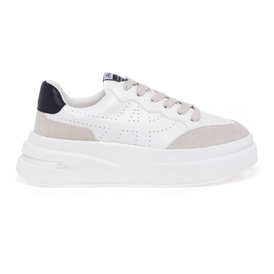 Donna Ash Sneakers | Sneaker Ash In Pelle E Camoscio Con Maxi Platform Bianco