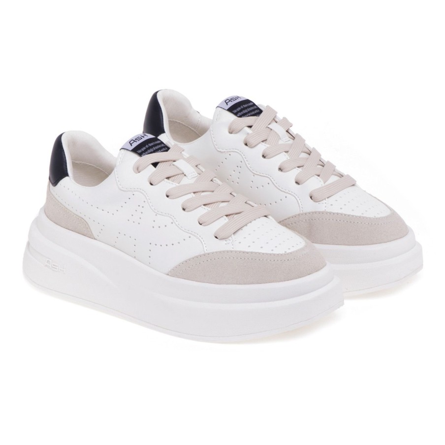 Donna Ash Sneakers | Sneaker Ash In Pelle E Camoscio Con Maxi Platform Bianco