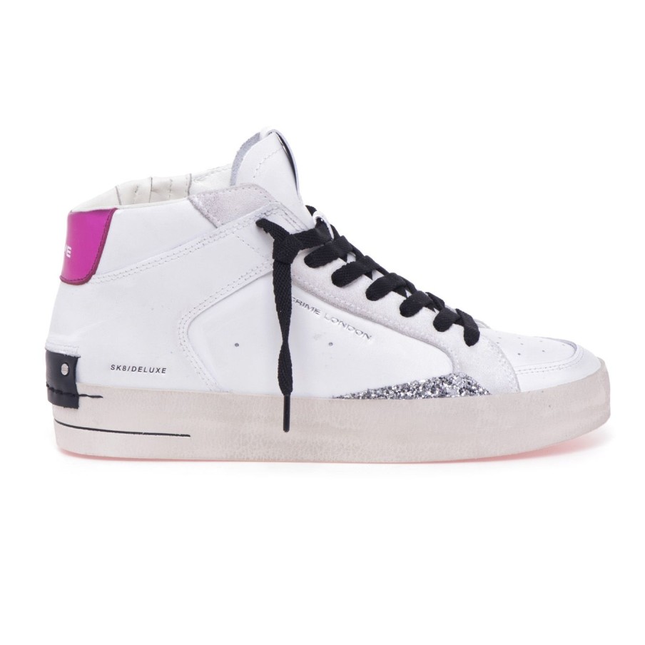 Donna Crime London Sneakers | Sneaker Crime London "Skate Deluxe Mid" In Pellebianco