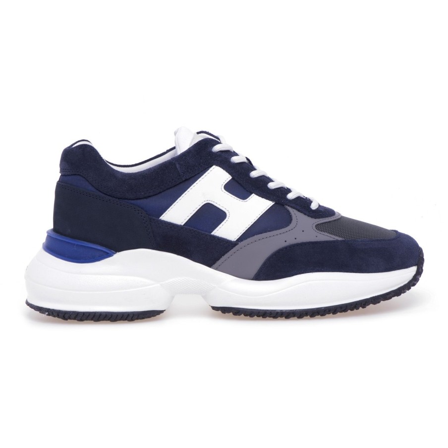 Uomo Hogan Sneakers | Sneaker Hogan Interaction In Camoscio E Tessuto Blu