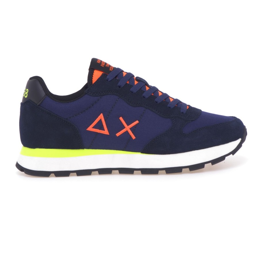 Uomo Sun 68 Sneakers | Sneaker Sun68 Tom Fluo Nylon In Camoscio E Tessutopesca