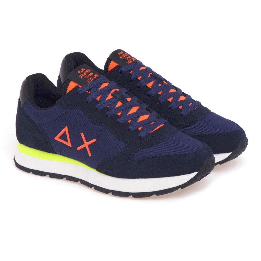 Uomo Sun 68 Sneakers | Sneaker Sun68 Tom Fluo Nylon In Camoscio E Tessutopesca