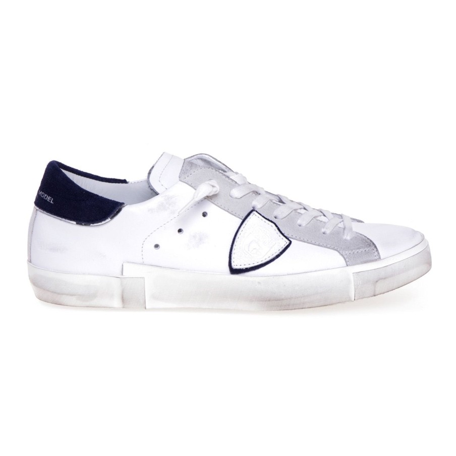 Uomo Philippe Model Sneakers | Sneaker Philippe Model Prsx In Pelle Bianco-Blu