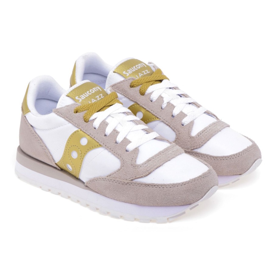 Donna Saucony Sneakers | Sneaker Saucony Jazz In Camoscio E Tessutobianco - Oro