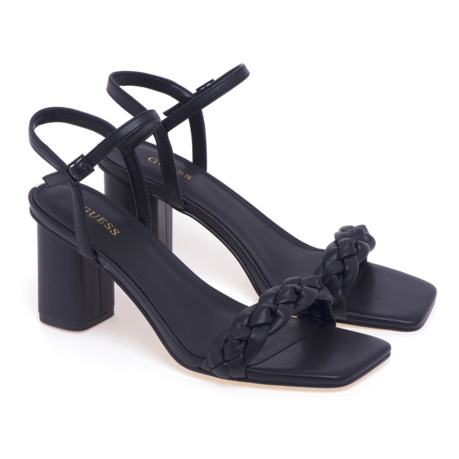 Donna Guess Sandali | Sandalo Guess In Ecopelle Con Tacco 75 Mm Nero