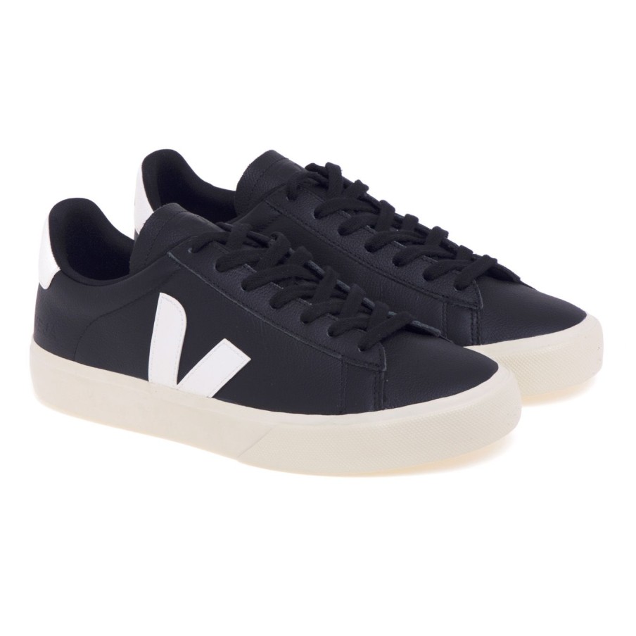 Uomo Veja Sneakers | Sneaker Veja Campo In Pelle Nero