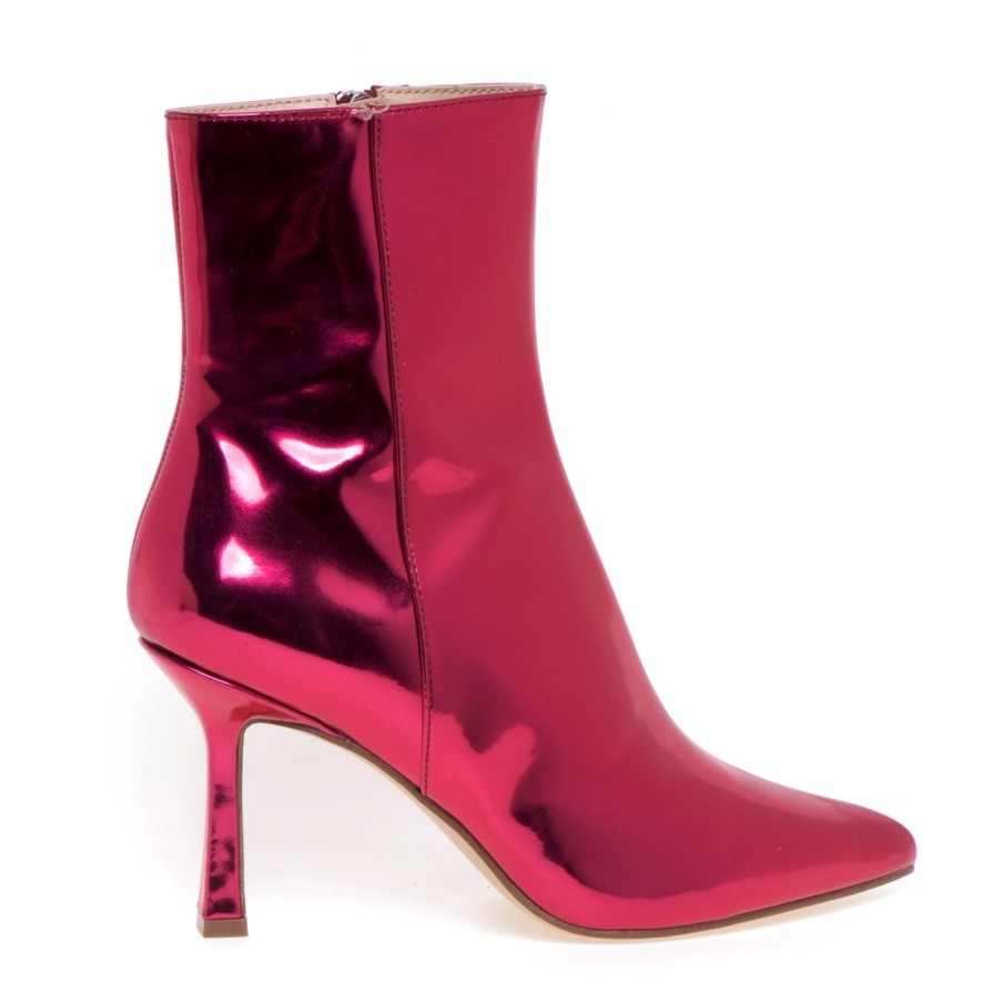 Donna Steve Madden Tronchetti | Tronchetto Steve Madden Jazelle In Ecopelle Effetto Specchio Fuxia