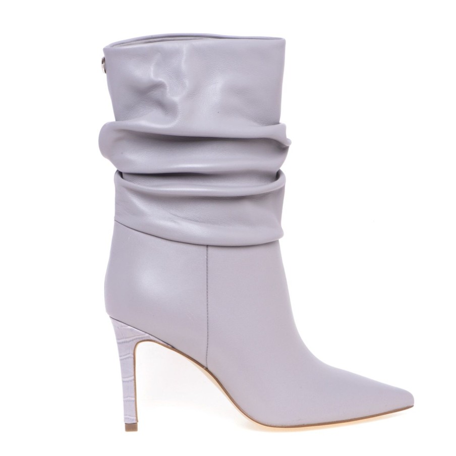 Donna Guess Tronchetti | Tronchetto Guess In Pelle Con Tacco 90 Mm Grigio