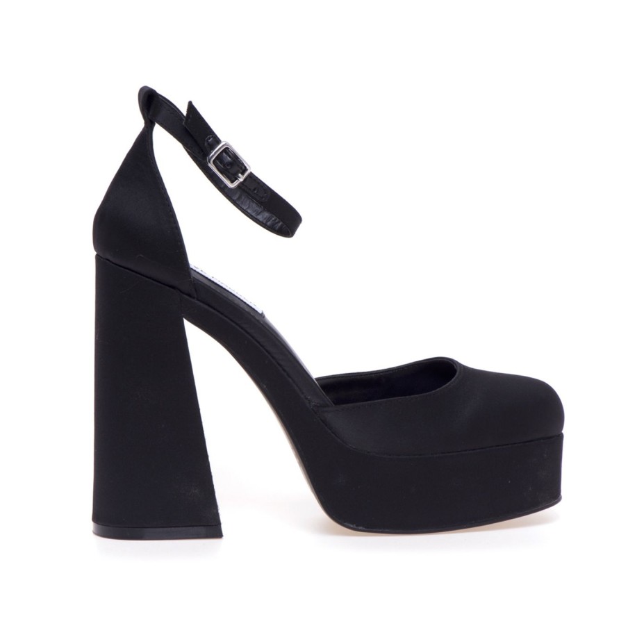 Donna Steve Madden Decollete' | Decollete Steve Madden Aperto Ai Lati Con Plateau E Cinturino Nero