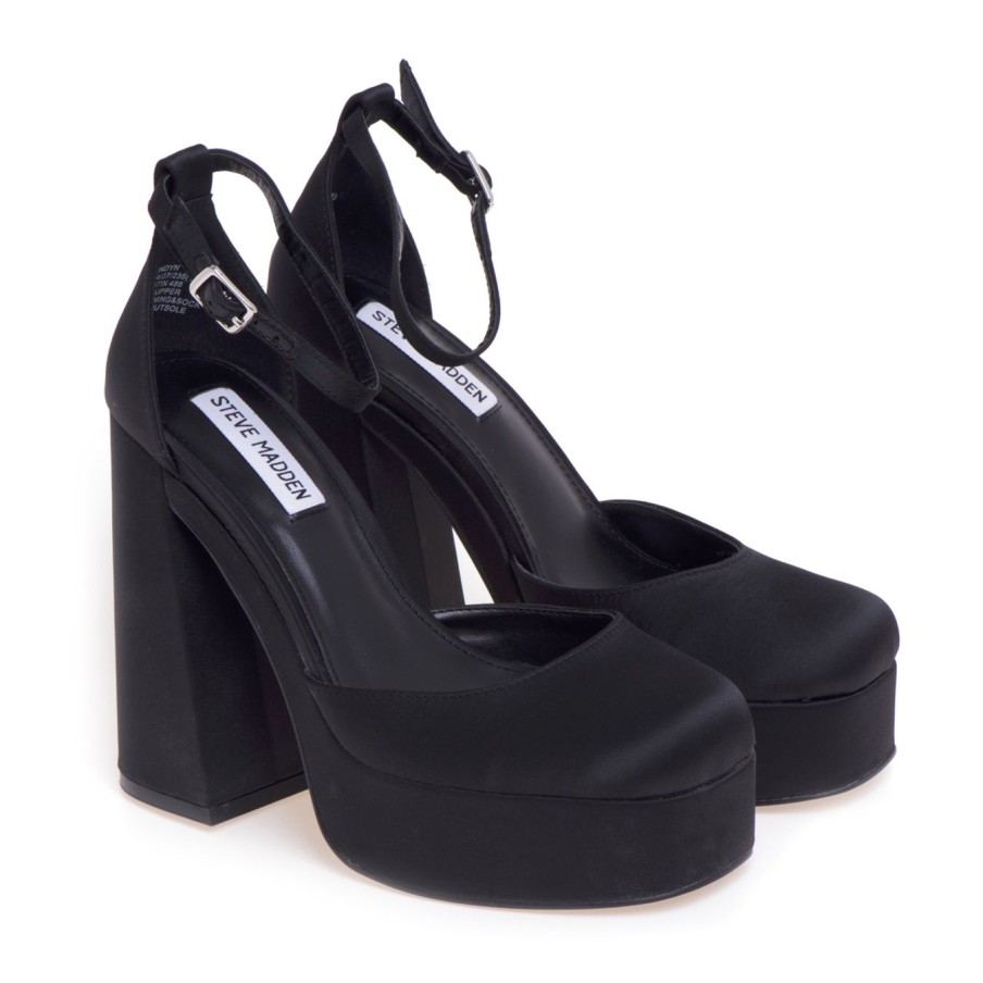 Donna Steve Madden Decollete' | Decollete Steve Madden Aperto Ai Lati Con Plateau E Cinturino Nero