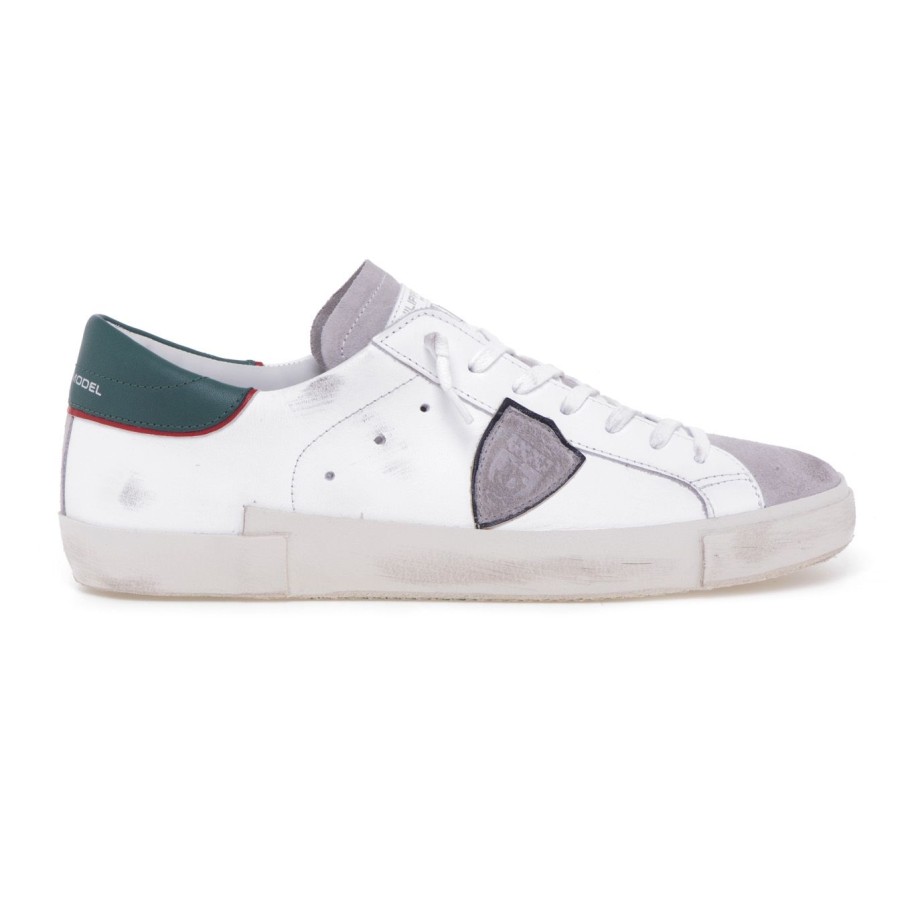 Uomo Philippe Model Sneakers | Sneaker Philippe Model Paris In Pellebianco - Verde