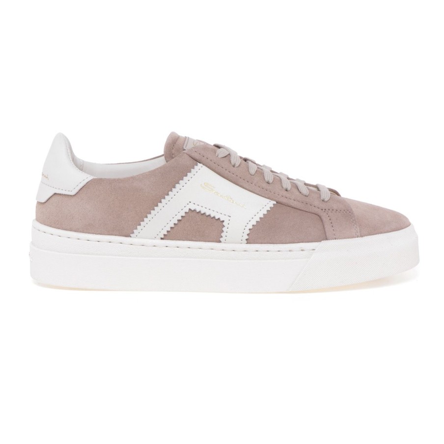 Donna Santoni Sneakers | Sneaker Santoni Double Buckle In Camoscio Beige