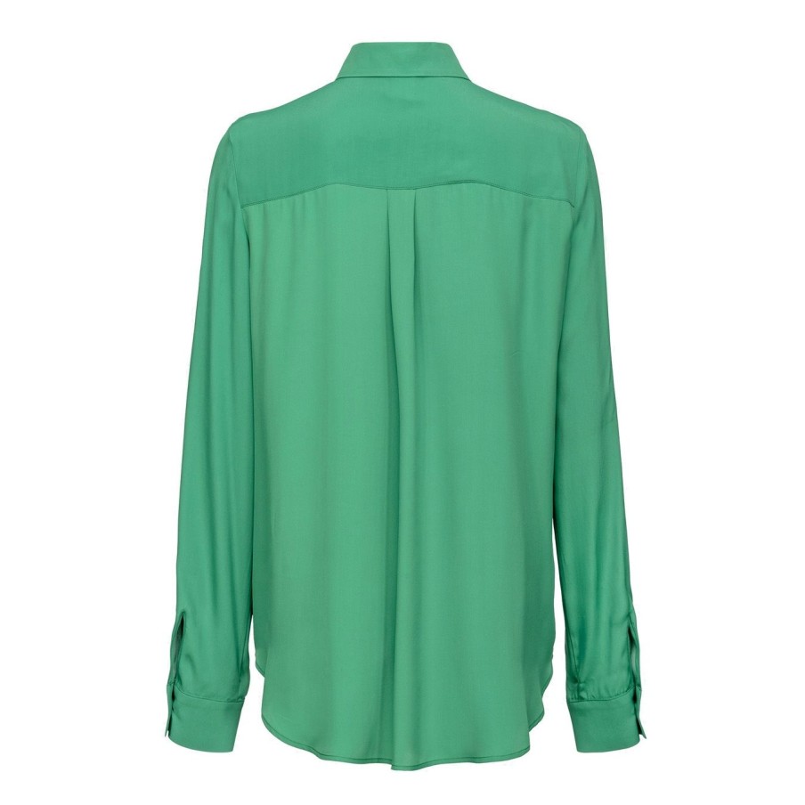 Donna Pinko Camicie | Camicia Pinko Misto Seta Con Taschinigreen