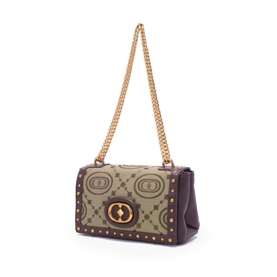 Donna La Carrie Borse | Borsa A Spalla La Carrie In Tessuto Monogram E Pellebeige - Dark Brown