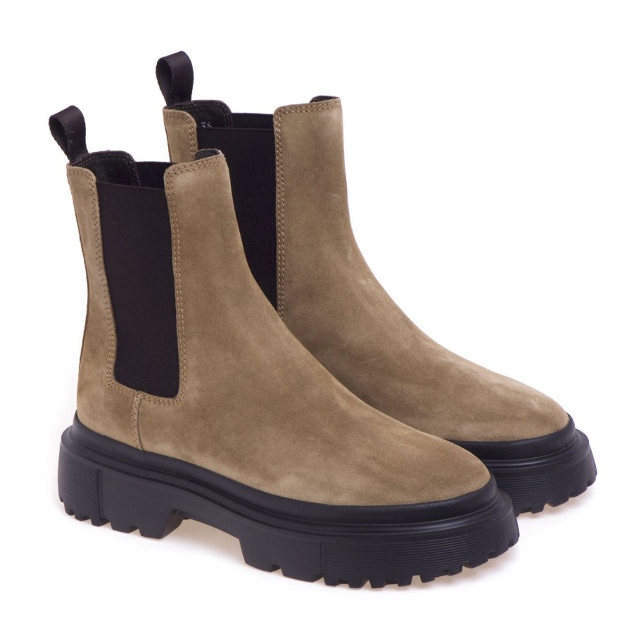 Donna Hogan Polacchi | Chelsea Boot Hogan In Camoscio Beige