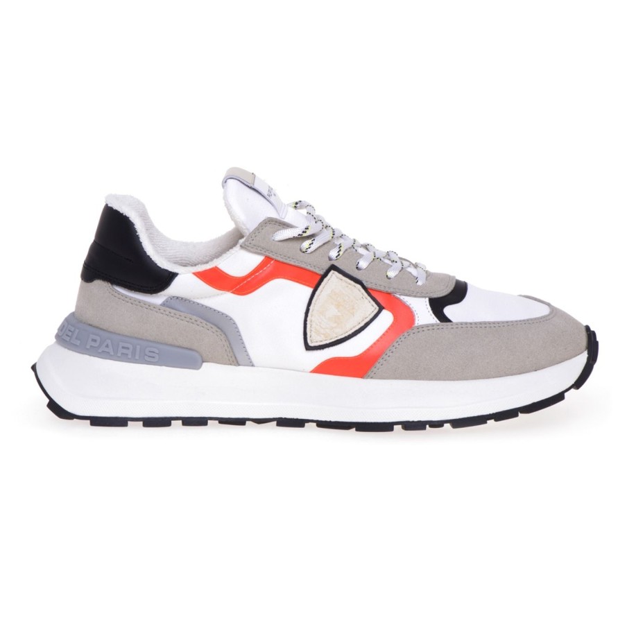 Uomo Philippe Model Sneakers | Sneaker Philippe Model Antibes Tech In Camoscio E Tessuto Bianco