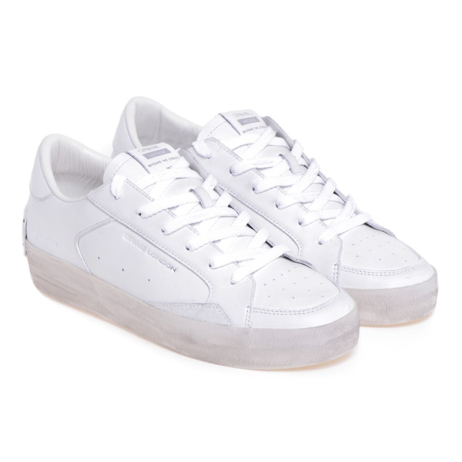 Uomo Crime London Sneakers | Sneaker Crime London Skate Deluxe In Pelle Bianco