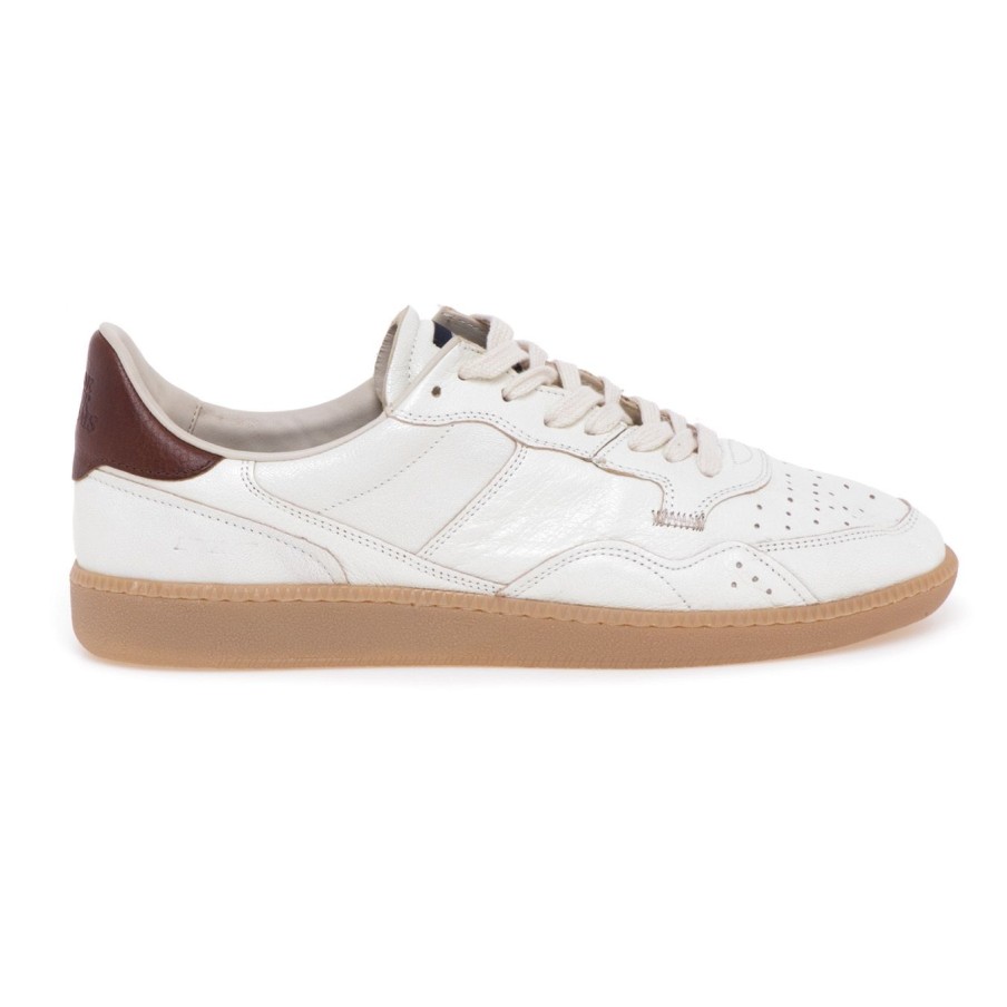 Uomo Hidnander Sneakers | Sneaker Hidnander "Mega T" In Pelle Effetto Vintage Crema