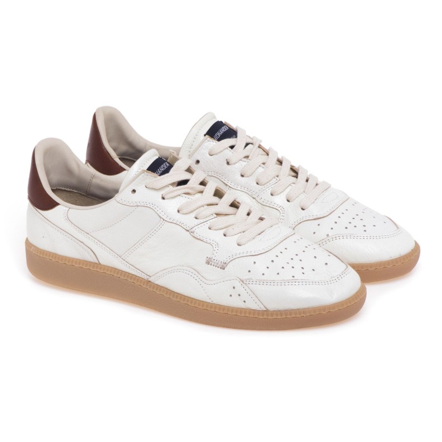 Uomo Hidnander Sneakers | Sneaker Hidnander "Mega T" In Pelle Effetto Vintage Crema