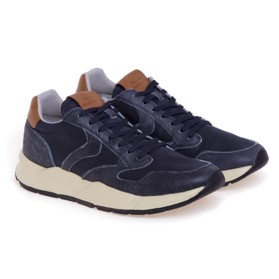 Uomo Voile Blanche Sneakers | Sneaker Voile Blanche Arpolh Easy In Pellegrey - Navy