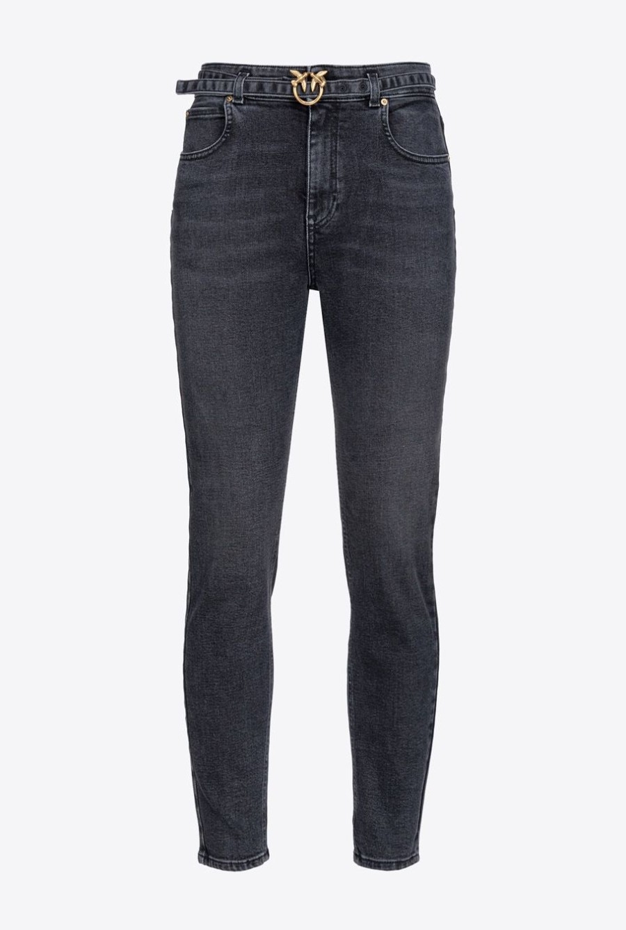 Donna Pinko Pantaloni | Jeans Skinny Pinko In Denim Stretch Con Cintura Lavaggio Vintage Black