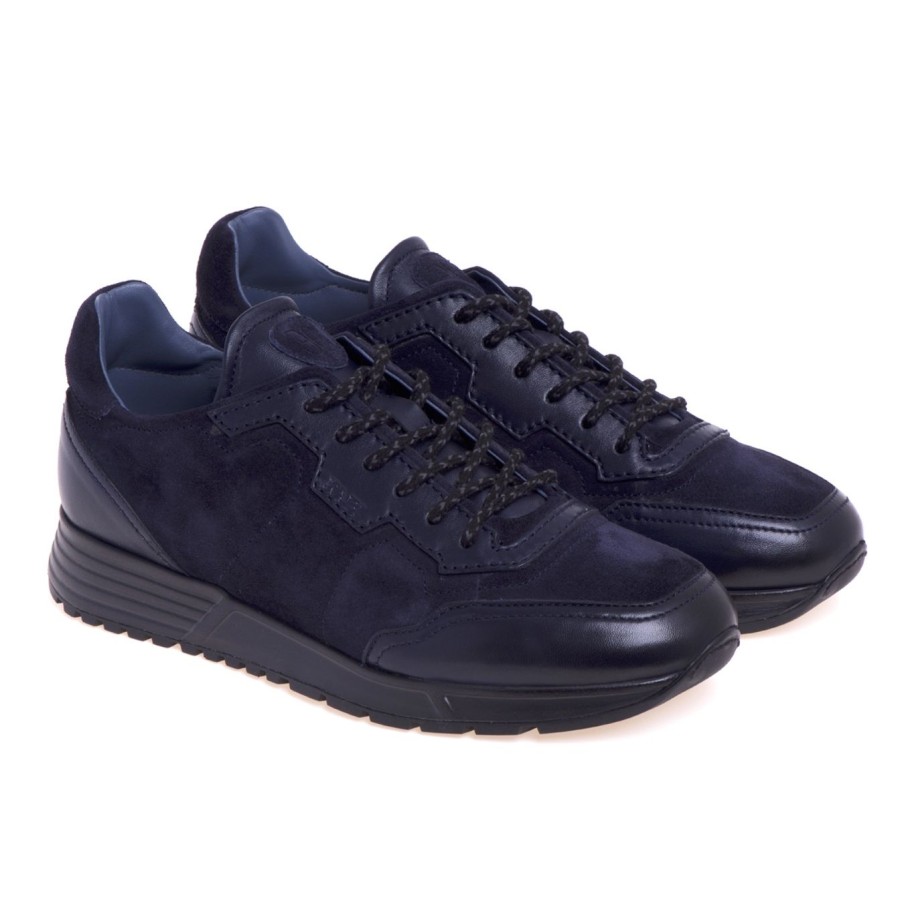 Uomo Fabi Sneakers | Sneaker Fabi In Suede E Nappa Blu