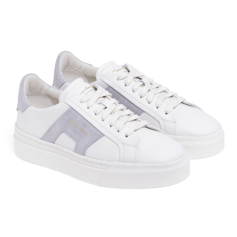 Donna Santoni Sneakers | Sneaker Santoni Double Buckle In Pellebianco