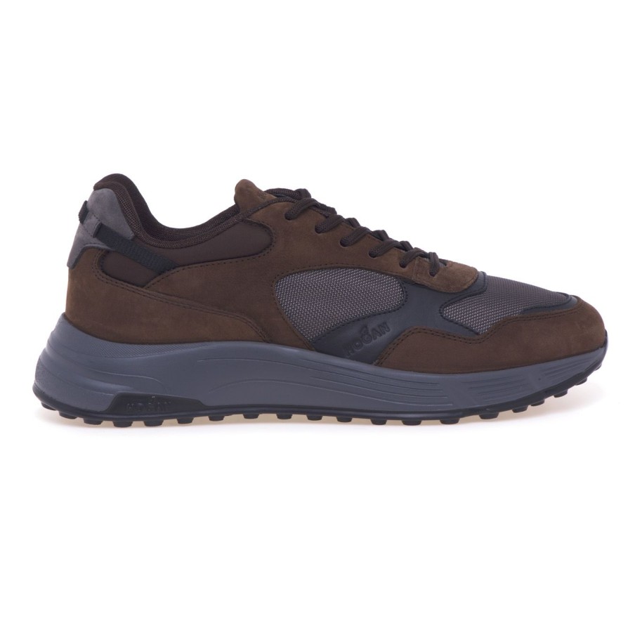 Uomo Hogan Sneakers | Sneaker Hogan Hyperlight In Nabuck E Tessuto T. Moro