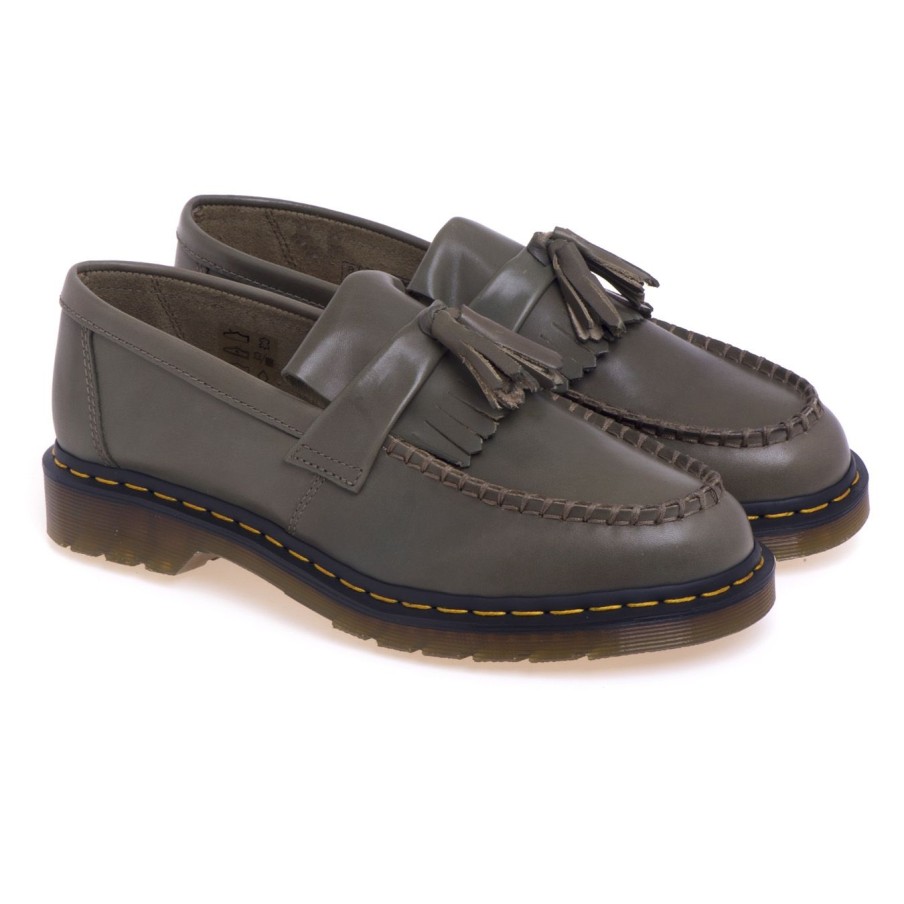 Uomo Dr Martens Mocassini | Mocassino Dr Martens Adrian In Nappa Con Frangia E Nappineoliva