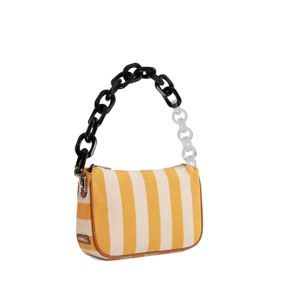 Donna Furla Tracolle | Borsa A Tracolla Furla Moon In Tessutotoni Girasole - Cognac