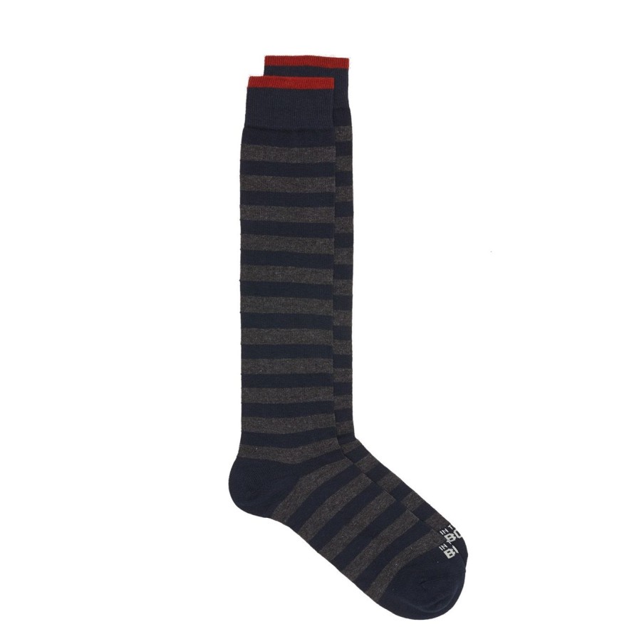 Uomo In The Box Calze | Calze Lunghe In The Box Con Motivo Stripe Rugby Newblu - Grigio