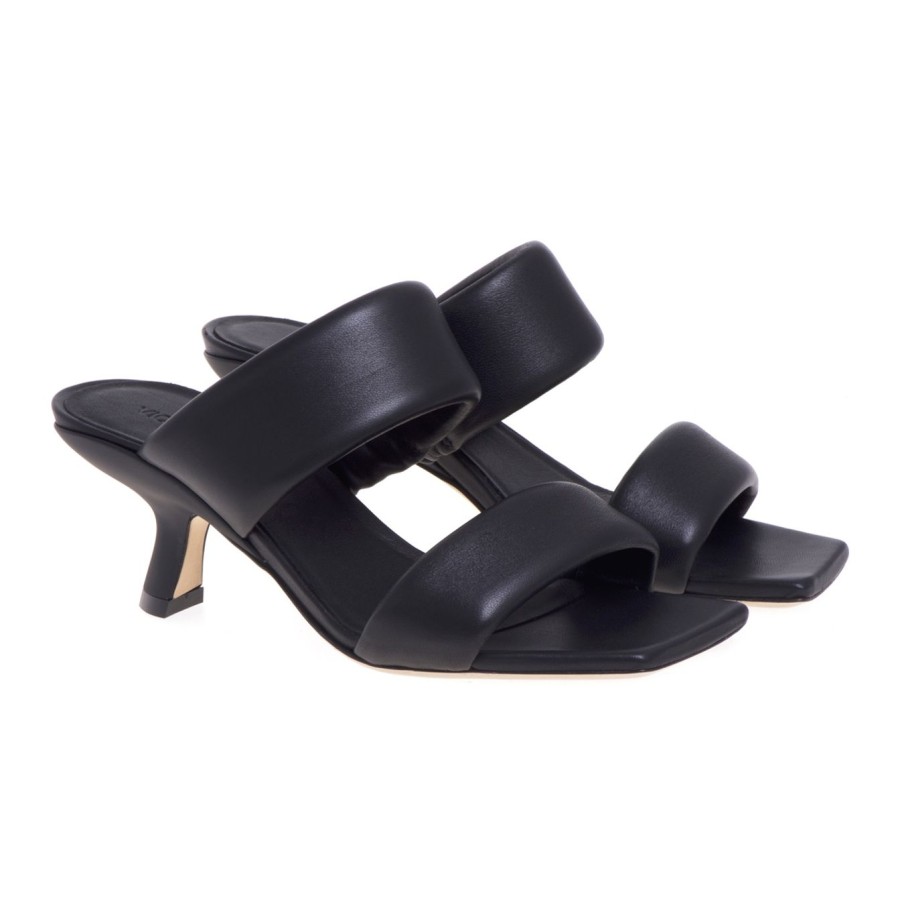 Donna Vic Matie' Ciabatte E Sabot | Ciabatta Vic Matie In Pelle Con Tacco "Slash" Nero