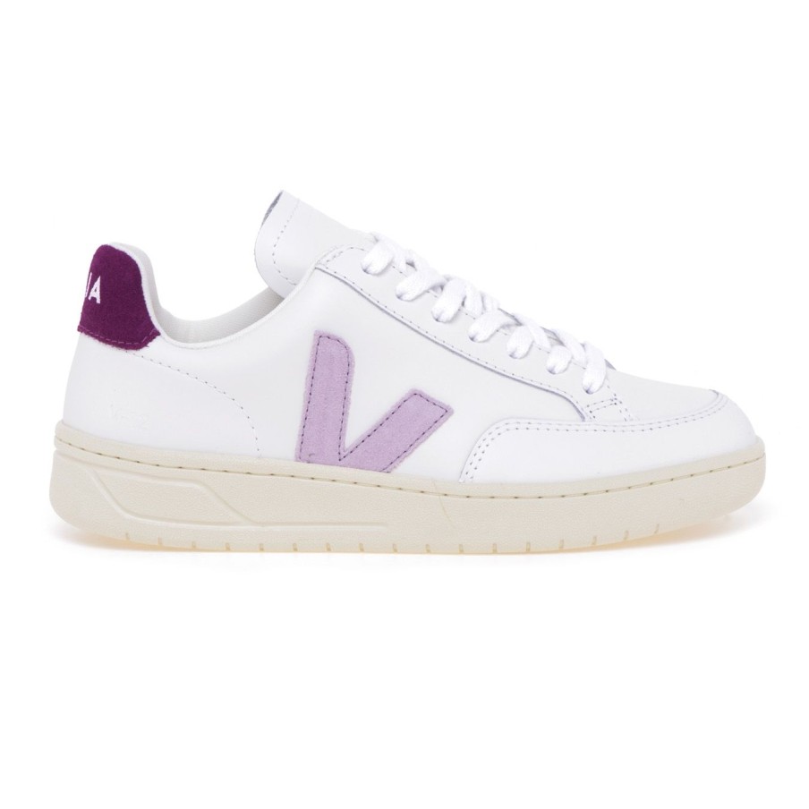 Donna Veja Sneakers | Sneaker Veja V-12 In Pelle E Camosciobianco